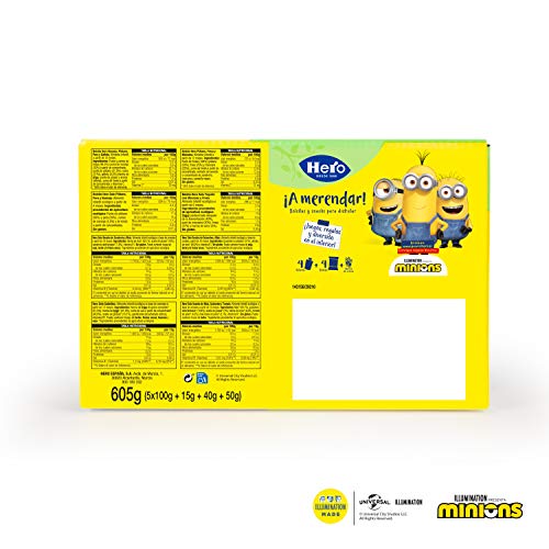 Hero Baby - Pack Merienda Minions, Incluye 4 Bolsitas, 4 Snacks, Juegos y Coloreables - 605 g