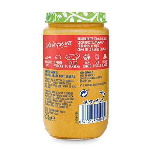 Hero Baby - Zanahorias Baby Delicias De Ternera 235 gr - Pack de 6 (Total 1410 gr)