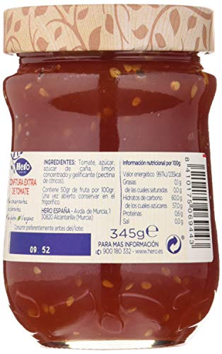 Hero Confitura Extra de Tomate Todo Natural - Paquete de 8 x 345 gr - Total: 2760 gr