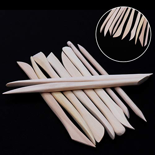 Herramientas para esculpir (10 Piezas) - (15 - 15.5 cm) De Madera Herramientas de Modelado de Arcilla , Doble punta Cuchillo de Escultura de Madera
