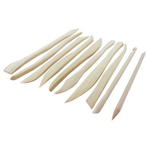 Herramientas para esculpir (10 Piezas) - (15 - 15.5 cm) De Madera Herramientas de Modelado de Arcilla , Doble punta Cuchillo de Escultura de Madera