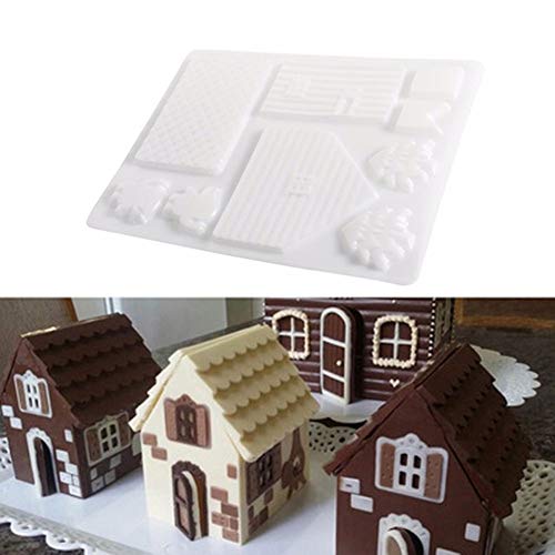 HESDEL Molde de pan de jengibre para hornear gelatina, chocolate, casita de Navidad, molde para tartas, color blanco
