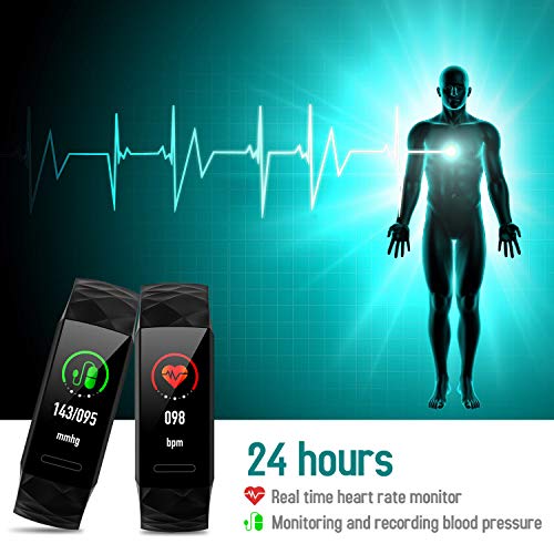 HETP Pulsera de Actividad Inteligente Reloj Pulsómetro Hombre Mujer Medidor Presión Arterial Reloj de Actividad Sueño GPS Impermeable IP67 Reloj Podómetro Cuantas Calorías para Android y iOS móvil