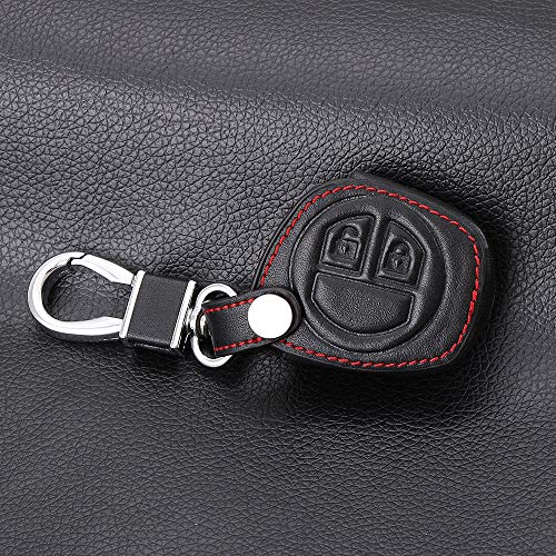 HEZHOUJI para 2 Botones Funda de Cuero para Llave de Coche para Suzuki SX4 Swift Liana Vitara JIMNY Alto IGNIS Esteem Soporte de Protector Remoto, Negro