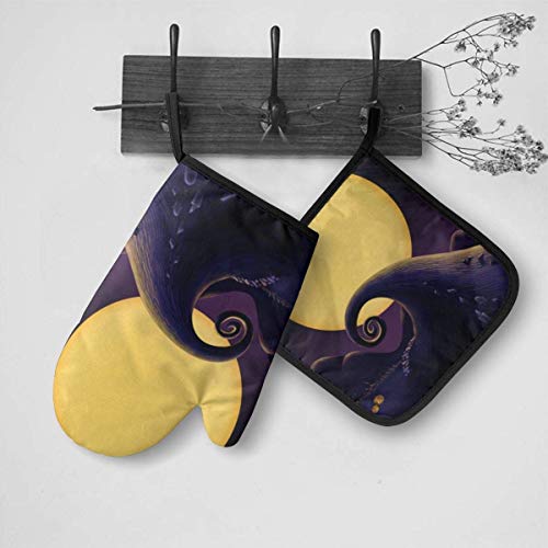 hgdfhfgd Hogar Cocina Hornear Microondas The Night_Mare_Before-Christmas Oven Mitts and Pot Holders Sets Protección Impermeable Anti-escaldado