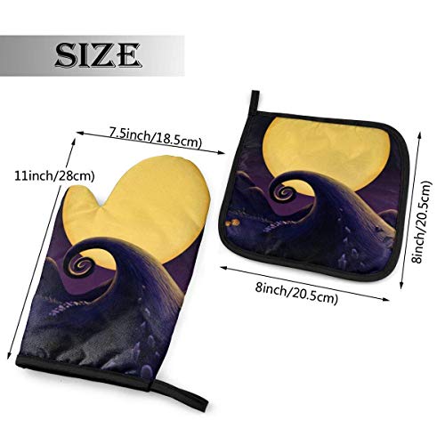 hgdfhfgd Hogar Cocina Hornear Microondas The Night_Mare_Before-Christmas Oven Mitts and Pot Holders Sets Protección Impermeable Anti-escaldado