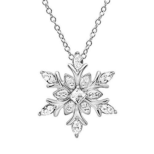 HGDS Charm Mujeres Colgante Collar de Boda Cadena Collar de Copo de Nieve congelado para Regalo de niños o niñas-Blanco