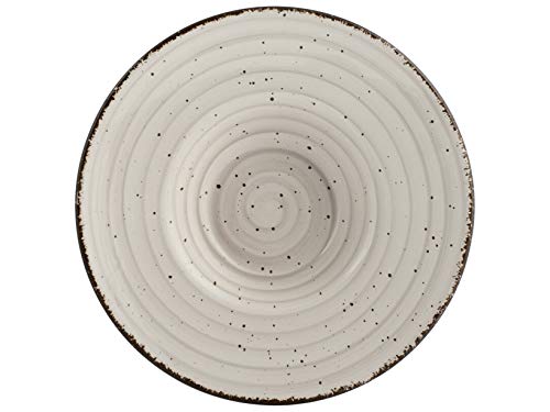 H&H 812392 Giotto - Plato de pasta, cerámica, gris, 24,5 cm