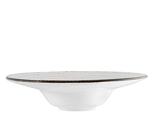 H&H 812392 Giotto - Plato de pasta, cerámica, gris, 24,5 cm