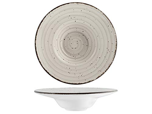 H&H 812392 Giotto - Plato de pasta, cerámica, gris, 24,5 cm