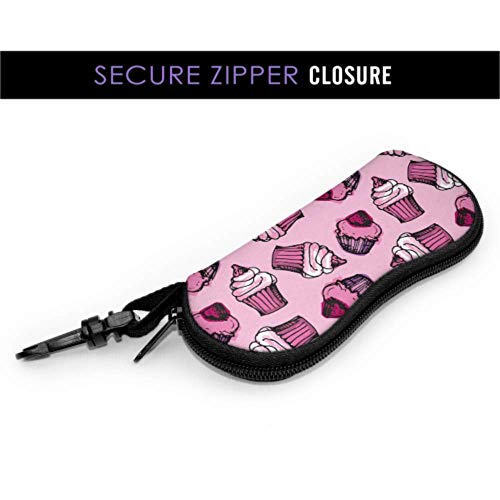 HHJJI Día de San Valentín Chocolate Pintado a mano Dulce Amor romántico Postre Estuches para gafas Estuche para gafas de sol para niños Estuche de neopreno portátil ligero Estuche blando Estuche de ga