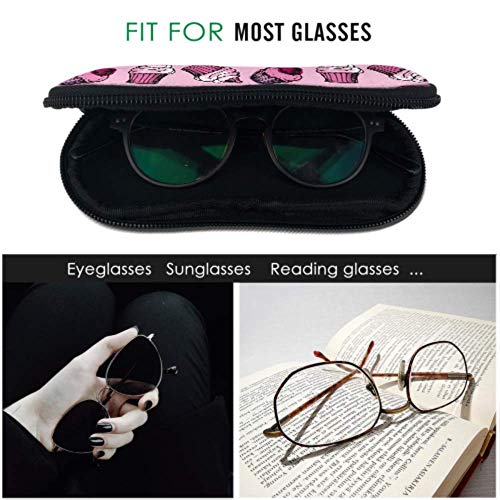 HHJJI Día de San Valentín Chocolate Pintado a mano Dulce Amor romántico Postre Estuches para gafas Estuche para gafas de sol para niños Estuche de neopreno portátil ligero Estuche blando Estuche de ga
