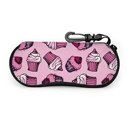 HHJJI Día de San Valentín Chocolate Pintado a mano Dulce Amor romántico Postre Estuches para gafas Estuche para gafas de sol para niños Estuche de neopreno portátil ligero Estuche blando Estuche de ga