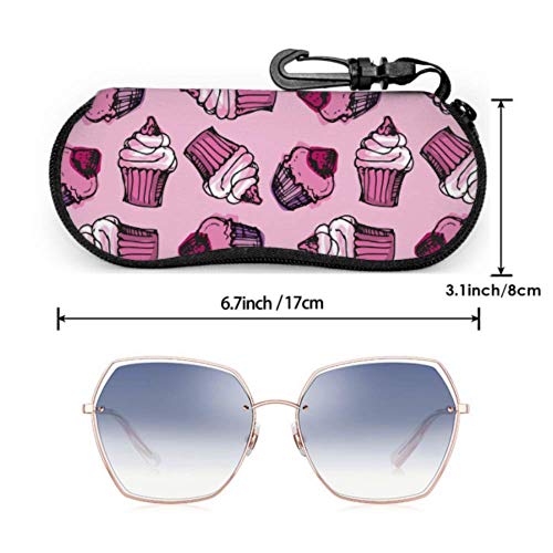 HHJJI Día de San Valentín Chocolate Pintado a mano Dulce Amor romántico Postre Estuches para gafas Estuche para gafas de sol para niños Estuche de neopreno portátil ligero Estuche blando Estuche de ga