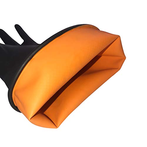 HHPROTECT Guantes resistentes a los químicos, impermeables, reutilizables, lavables, para lavar el hogar, trabajo de seguridad, guantes de goma industrial, color negro, 1 par, tamaño grande