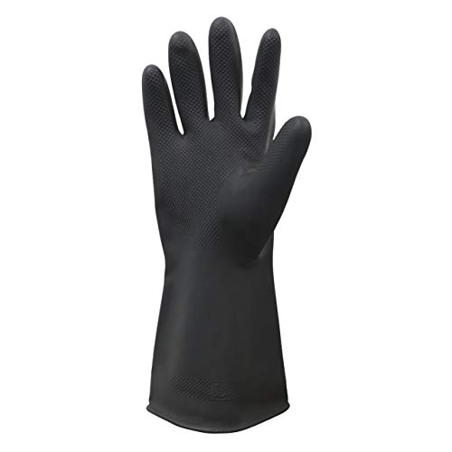 HHPROTECT Guantes resistentes a los químicos, impermeables, reutilizables, lavables, para lavar el hogar, trabajo de seguridad, guantes de goma industrial, color negro, 1 par, tamaño grande