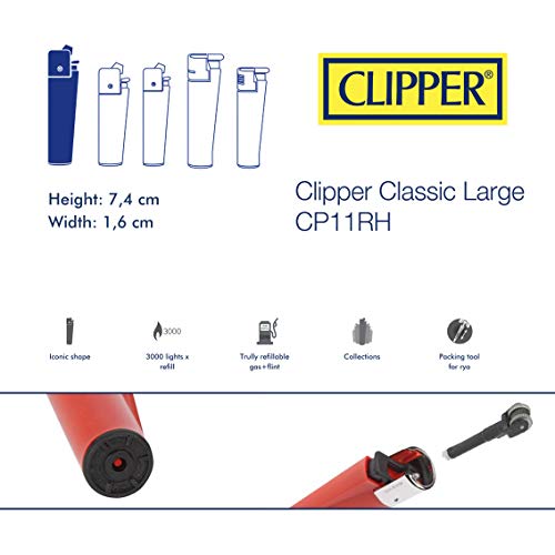 HIBRON Clipper 4 Mecheros Encendedores Diversos Surtidos Bonitos, 1 Carga Gas Encendedor Clipper 300 Ml,9uds De Piedra Clipper Y 1 Llavero Gratis 1-10003-5