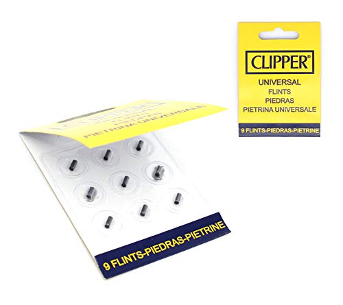 HIBRON Clipper 4 Mecheros Encendedores Diversos Surtidos Bonitos, 1 Carga Gas Encendedor Clipper 300 Ml,9uds De Piedra Clipper Y 1 Llavero Gratis 1-10003-5