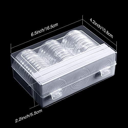 Hicarer 30 Piezas 46 mm Cápsulas de Monedas y 30 Piezas Junta Protectora Caja Funda de Moneda con Caja Organizador de Almacenaje de Plástico para Materiales de Collección de Monedas (Tamaño B)