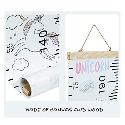HIFOT medidor altura niños pared unicornio, Gráficos de crecimiento infantil metros de medir regla, unicorn Decoración de habitación niña bebé Tabla de crecimiento 20 x 200 cm