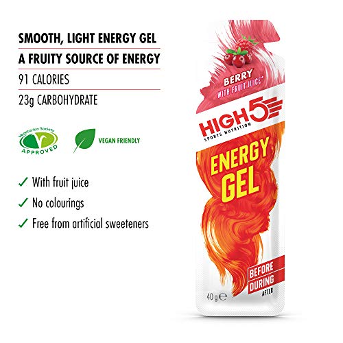 HIGH5 Gel Energético Bolsitas de Liberación Rápida con Zumo de Fruta Natural (Bayas)