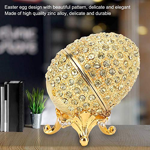 Hilitand Esmalte Huevo de Pascua Organizador de Joyas Faberge Estilo Vintage Huevo Esmaltado Diamante Trinket Caja Decoración Regalo