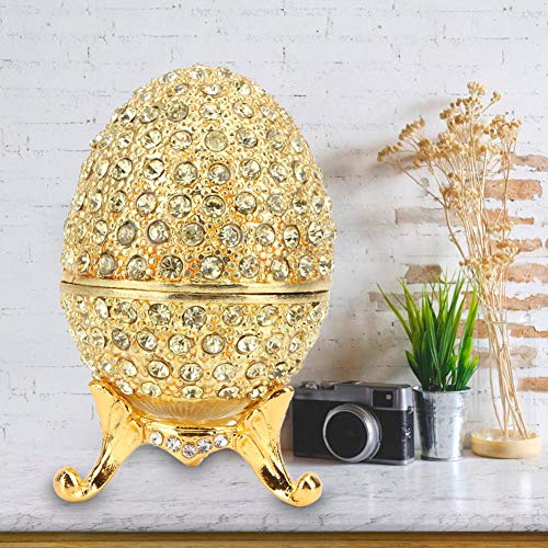 Hilitand Esmalte Huevo de Pascua Organizador de Joyas Faberge Estilo Vintage Huevo Esmaltado Diamante Trinket Caja Decoración Regalo