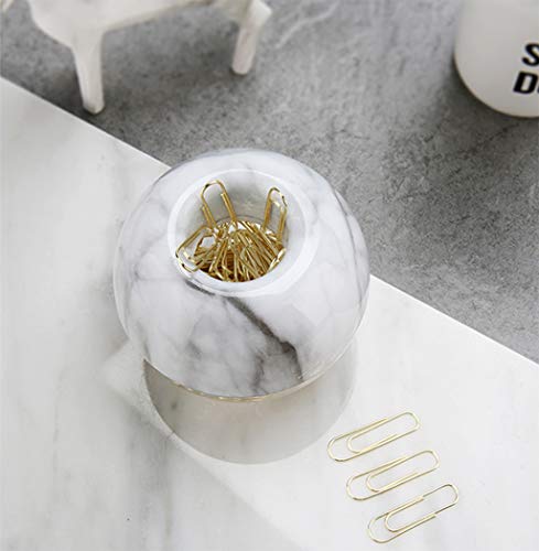 Hillento clips de papel de oro en el mármol magnética elegante sujetador de plástico blanco, 100 por caja clips, clips de papel de 28 mm para equipos de oficina organizador del escritorio