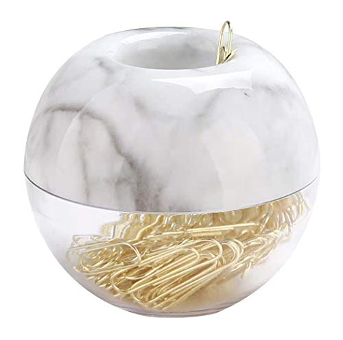 Hillento clips de papel de oro en el mármol magnética elegante sujetador de plástico blanco, 100 por caja clips, clips de papel de 28 mm para equipos de oficina organizador del escritorio