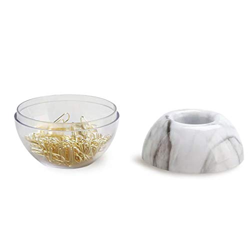 Hillento clips de papel de oro en el mármol magnética elegante sujetador de plástico blanco, 100 por caja clips, clips de papel de 28 mm para equipos de oficina organizador del escritorio
