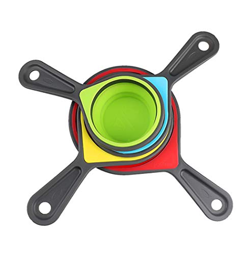 Hillento de silicona tazas de medir y cucharas establece, tazas de medir plegables establecen y fijan cucharas de medir, 11 conjunto pieza,la cocina y utensilios de cocina para hornear de preparación