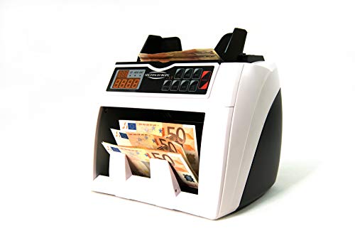 HILTON EUROPE HE-4000 Contador de Billetes con conteo automático de número de billetes con detección de billetes falsos 3 velocidades de conteo actualizado a los nuevos billetes de 100 y 200 €