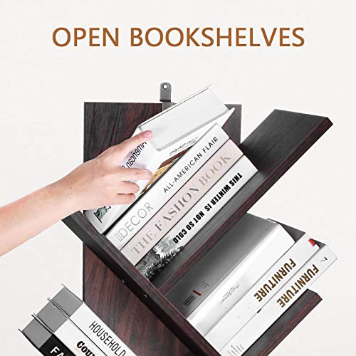 Himimi Librería de 9 niveles, vintage estantería libros con forma de árbol, estantería de madera para librería, cafetería, salón, hogar, sala de estar y oficina