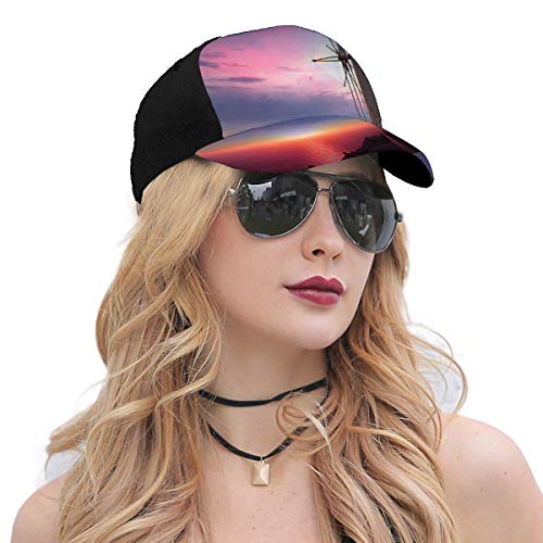 Hip Hop Sun Hat Baseball Cap,Beautiful Oia Village Santorini Island Greece Colorful Sky Idyllic Aegean,For Men&Women
