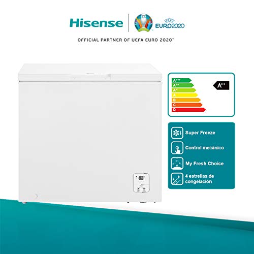 Hisense FT237D4BW21 - Arcón Congelador Horizontal Clase A++, Cesta con asa, Función dual convertible en modo frigorífico, color Blanco con 182L de Capacidad y bajo nivel sonoro
