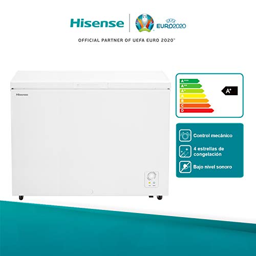 Hisense FT403D4AW1 - Arcón Congelador Horizontal Clase A+, Color Blanco, 306L Capacidad Neta, 83Cm Alto, Función Dual Convertible en Modo Frigorífico, Cesta con Asa, Bajo nivel sonoro