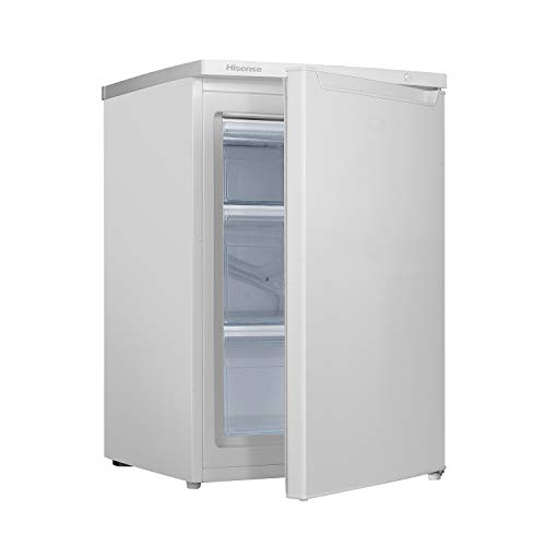 Hisense FV105D4AW2 - Congelador Vertical, clase A++, 82 l capacidad neta, 84.5cm alto, bajo encimera, puerta reversible, 4 estrellas en el congelador, silencioso, color blanco