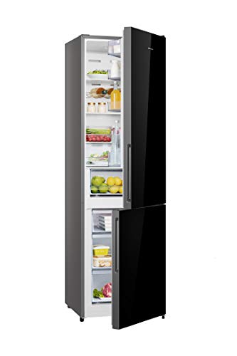 Hisense RB438N4GB3 - Frigorífico Combi No Frost, Acabado Cristal Negro, Capacidad Neta 334 L, 2 Metros de Alto, Compresor Inverter, Cajón 0º, Botellero cromado, Silencioso 38 dB