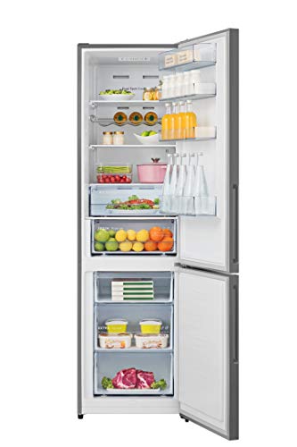 Hisense RB438N4GB3 - Frigorífico Combi No Frost, Acabado Cristal Negro, Capacidad Neta 334 L, 2 Metros de Alto, Compresor Inverter, Cajón 0º, Botellero cromado, Silencioso 38 dB