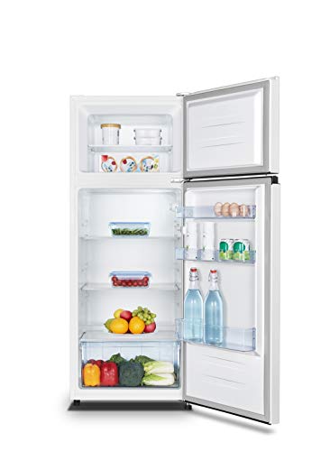 Hisense RT267D4AW1 - Frigorífico Dos Puertas, Clase A+, Cíclico, Color Blanco, Capacidad 205L Neto, Alto 143 Cm, Tirador Integrado, Puertas Reversibles, Congelador 4 Estrellas, Silencioso 40 dB