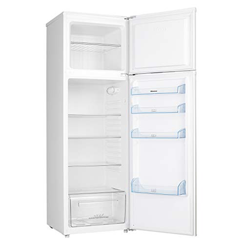 Hisense RT351D4AW1 - Frigorífico Dos Puertas Clase A+, Cíclico, Color Blanco, Capacidad 270 L, Tirador integrado, Puertas reversibles, Congelador 4 estrellas, Silencioso 43 dB