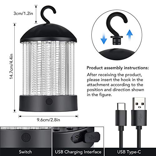 Hisome Lámpara Antimosquitos, Portátil 2 en 1 Lámpara Camping y Noche Lámpara LED Luce UV Mosquitera Eléctrica USB Recargable Silencioso contra Mosquitos Polillas Zancudos y Mas Insectos