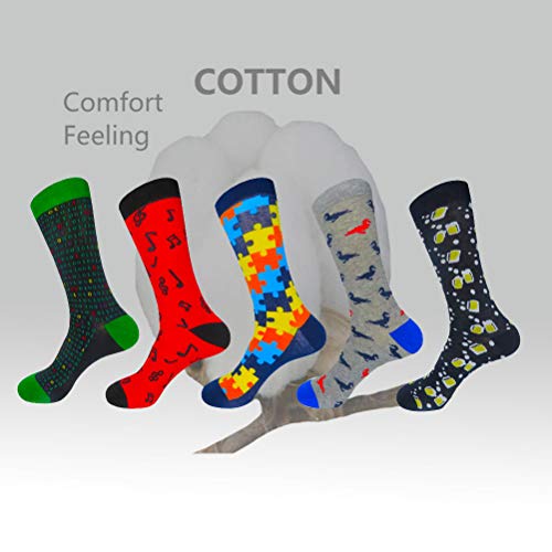 HIWEAR Vestido para hombre Colorido Diseño divertido Comodidad peinada Algodón Crew Pack de calcetines (Design-mix3)