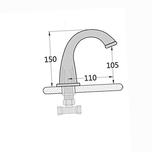 HIZLJJ Grifo para lavamanos de baño de estilo tradicional con 2 manijas con ensamblaje de drenaje y manguera de suministro Sin plomo, grifo para lavamanos de cocina de acero inoxidable de un solo nive
