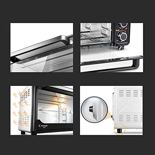 HIZLJJ Horno Tostador Convección y encimera Horno Tostador Horno casero Horno eléctrico automático multifunción de Gran Capacidad con Puerta Enrollable, Acero Inoxidable