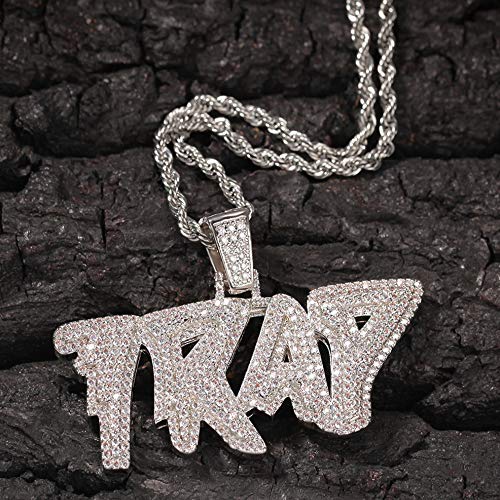 HJG Trap Carta de suspensión, el Hip-Hop de Acero Inoxidable Chapado en Oro circón 60cm Cadena de Giro Collar Personalizado, Adecuado para Hombres Mujeres,Oro