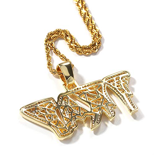 HJG Trap Carta de suspensión, el Hip-Hop de Acero Inoxidable Chapado en Oro circón 60cm Cadena de Giro Collar Personalizado, Adecuado para Hombres Mujeres,Oro