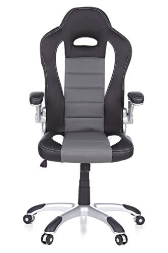 hjh OFFICE 621710 Silla Gaming RAYCER Sport Piel sintética Negro/Gris reposabrazos Plegables Silla de Escritorio inclinable