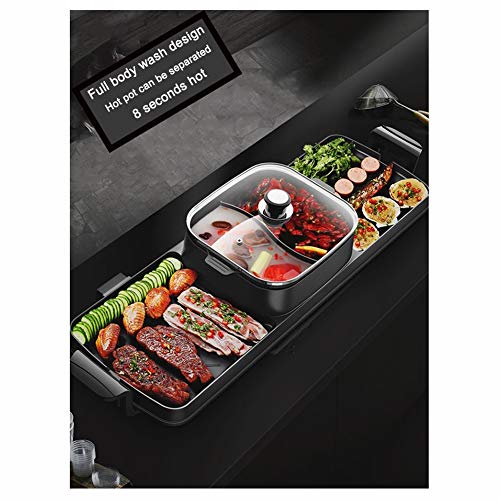 HJSGXXN Parrilla Electrica De Metal, Barbacoa Caliente Multifuncional, Fondues Electricas, Gran Capacidad Inteligente Bandeja De Cocción Eléctrica Coreana (Size : 77x26cm)