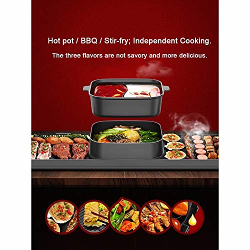HJSGXXN Parrilla Electrica De Metal, Barbacoa Caliente Multifuncional, Fondues Electricas, Gran Capacidad Inteligente Bandeja De Cocción Eléctrica Coreana (Size : 77x26cm)